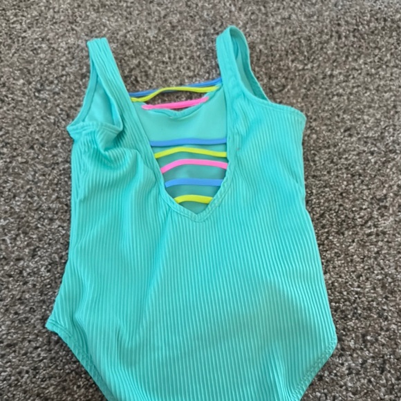 Turquoise Ribbed Swimsuit - Picture 2 of 3